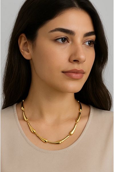 VNS Accessories Steel Drop Model Necklace