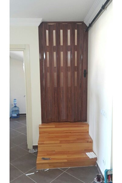 ERİKMANN Akordiyon Kapı 86 H 250 Camlı Ceviz Katlanır Pvc Akordion