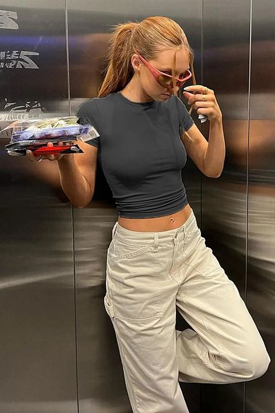 ÖZGESTORE Crew Neck Basic Short Sleeve Flexible Body