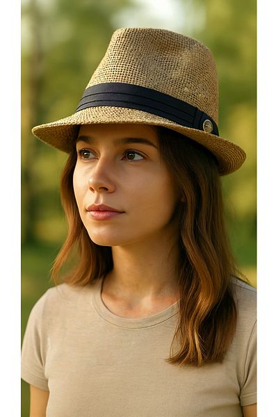 LAGRANZE Women's Summer Straw Premium Jackson Fedora Hat