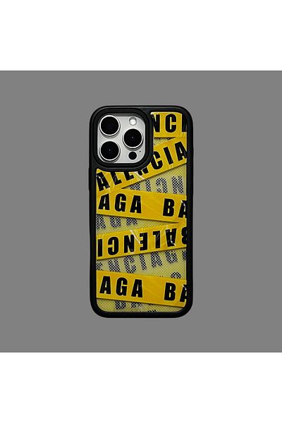 Balenciaga Husa telefon compatibila cu Iphone 14, Balenicaga GALBEN-NEGRU