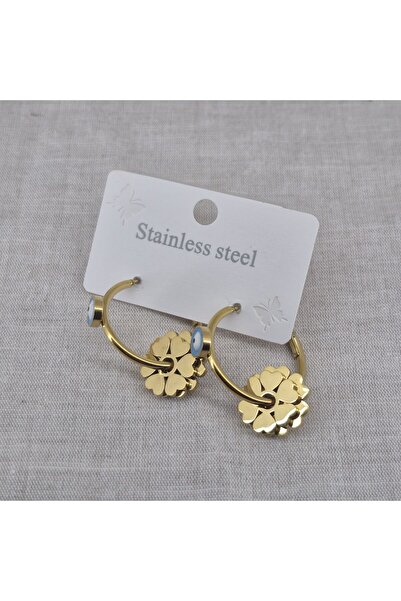 PİNA HEDİYELİK AKSESUAR Çelik Nazar Boncuklu Çiçekli Küpe