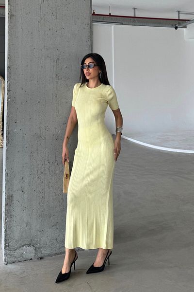 Denivy Straight Form Knitwear Maxi Dress Dnv-000134