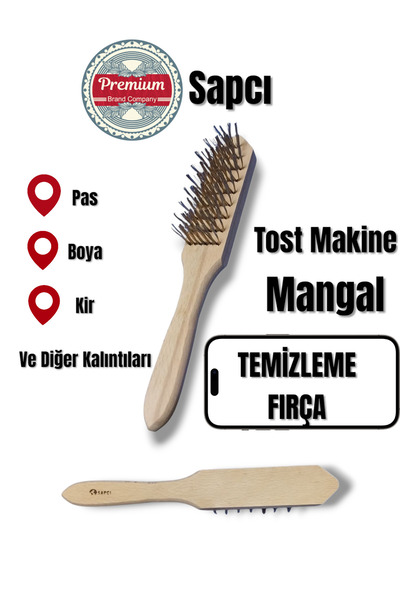 Sapcı Tel Fırça Pas Temizleme Mangal Yüzey Tost Makinesi Temizleme Fırçası