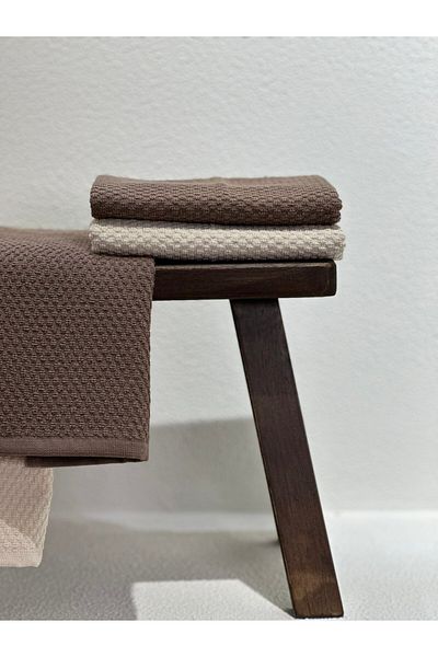 Plume Ceramic Home Plumehome Premium Face Towel Coffee Cream 50X80Cm Set of 2