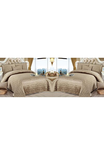 CHIRASO CHIRASO Velvet Duvet Cover Set, 5 Pieces, Duvet Cover 220 x 240 cm, 4 Pillowcases, cream brown