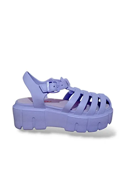 AkınalBella Lila Women's Sandals High Flat Heels Sea Shoes Beaches Unmissable Trend Sandals