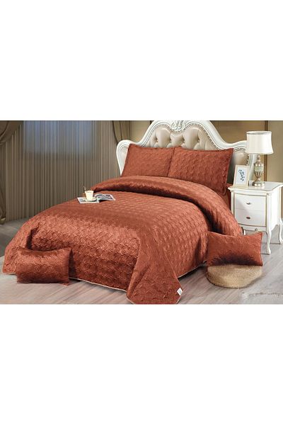 CHIRASO CHIRASO Velvet Duvet Cover Set, 5 Pieces, Duvet Cover 220 x 240 cm, 4 Pillowcases, brick