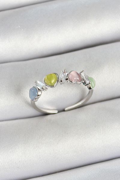 BESKAR Silver Color Adjustable Women's Ring with Brass Row Heart Figure Zircon Stone