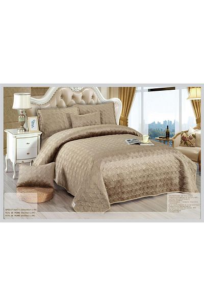CHIRASO CHIRASO Velvet Duvet Cover Set, 5 Pieces, Duvet Cover 220 x 240 cm, 4 Pillowcases, cream brown
