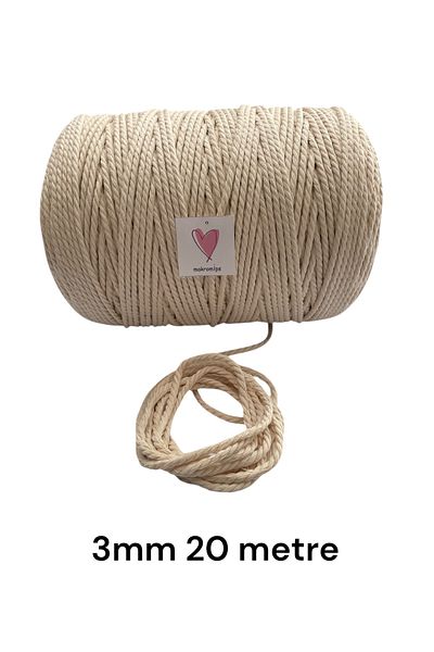 Kına Atölyesi 20 Meters 3 mm Cotton Rope Rope Macrame Hobby Hand Knitting Basket Rainbow Keychain Doll