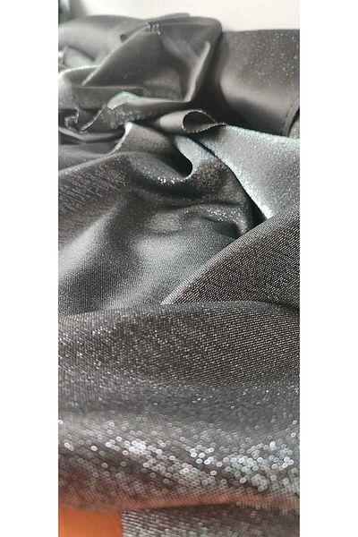 River Fabrics Glitter Knitted Shiny Fabric Black