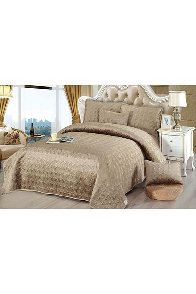 CHIRASO CHIRASO Velvet Duvet Cover Set, 5 Pieces, Duvet Cover 220 x 240 cm, 4 Pillowcases, cream brown