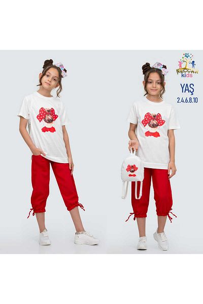 Amur Girl's T-Shirt Set with Bag Girl Printed 3 Pieces