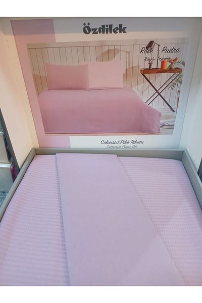 Özdilek Single 100% Cotton Pique Set Rose-Powder
