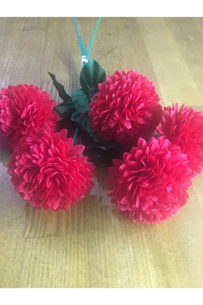 çiçek mariya Yapay Çiçek Krizantem 5 Adet -kasımpatı -gül -sarmaşık - Gelin B...