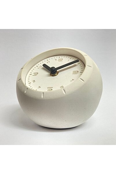 DigiMonster Modern Elişi Beton Oval Masa Saati Gizli Bölmeli Minimalist Tasar...