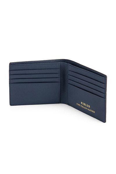 Riblor Serafino 8 Card Italian Leather Wallet for Men Blue