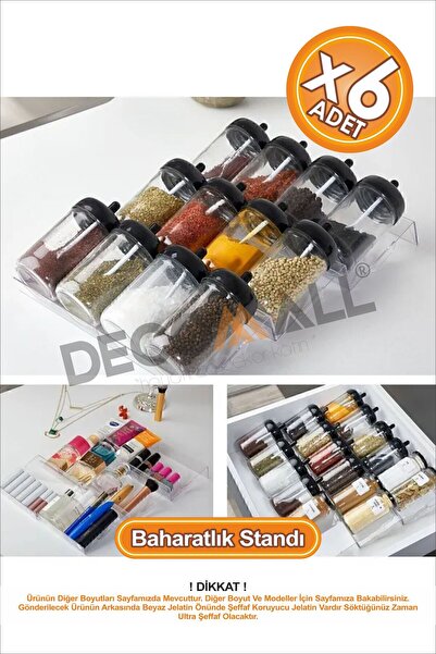 Genel Markalar DD x6 Adet Pleksi Şeffaf Stand Baharatlık Standı Çekmece Içi D...