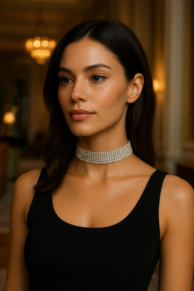 WAHSHE 7 صفوف متقاطعة من الأحجار الكريمة قلادة المختنق قلادة من الأحجار