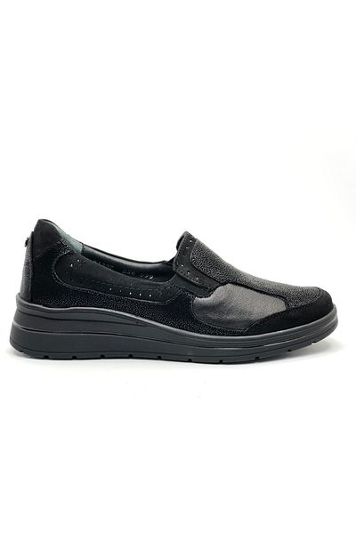 Forelli Faye Genuine Leather Orthopedic Comfort Women's Casual Shoes Black