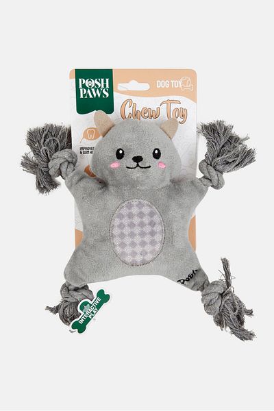 Posh Paws Dog Chew Toy Knotted Squirrel, Grey