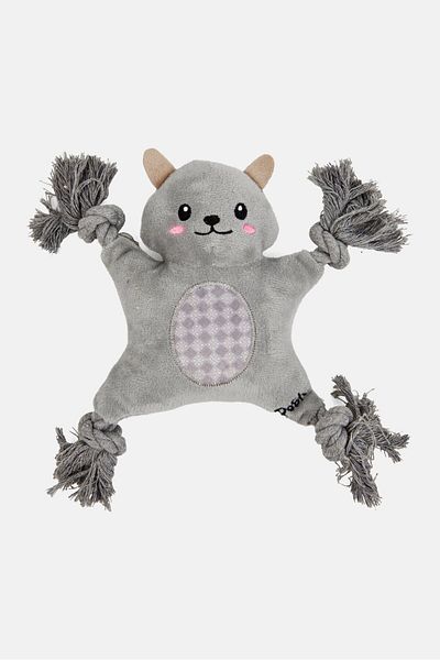 Posh Paws Dog Chew Toy Knotted Squirrel, Grey