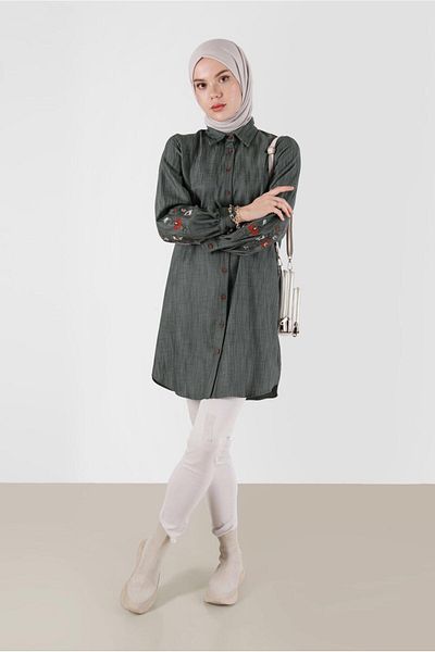 Alvina BUTTONED TUNIC WITH EMBROIDERY SLEEVES 42432