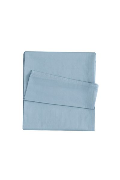 Linens مزيج وتطابق ملاءة السرير القطنية المفردة باللون الأزرق