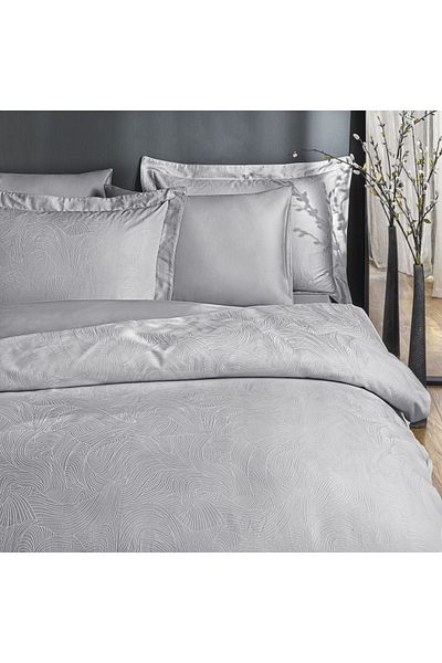 Linens Double Premium Wave Gray Jacquard Duvet Cover Set