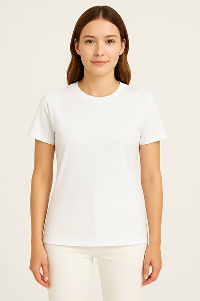 LARINNA تي شيرت أساسي بقصة ضيقة للجنسين ذو ملمس ناعم وياقة دائرية باللون الأسود