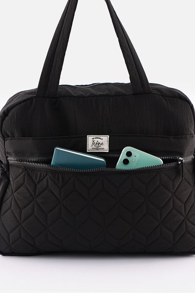 ICONE BAG حقيبة رياضية متعددة الجيوب، مقصورة لزجاجة المياه وزجاجة الرضاعة، تفاصيل مبطنة، يمكن تركيبها على حقيبة السفر