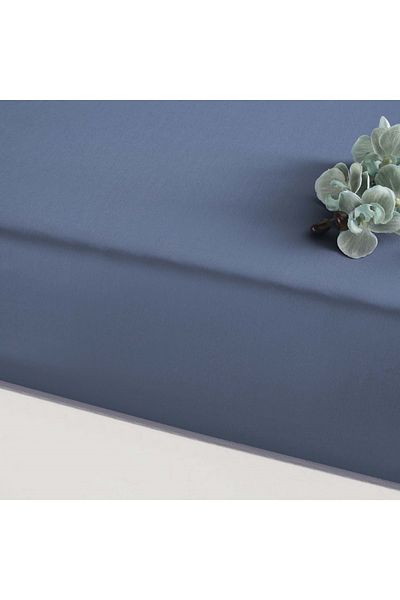 Linens ملاءة سرير من الساتان القطني بحجم كوين من Indigo - مزيج وتطابق مرن