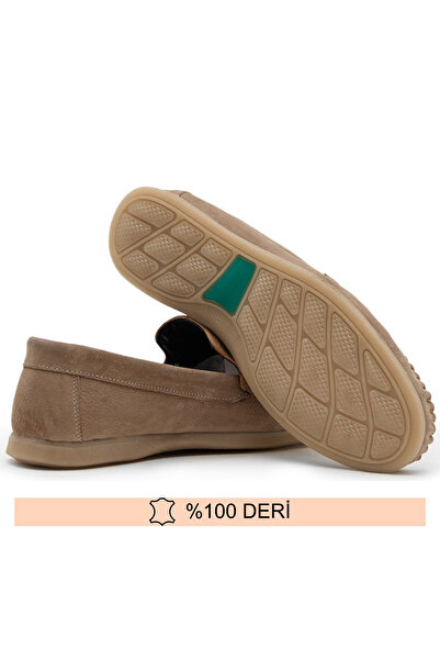 Fine Ayakkabıcılık Genuine Leather Sand Beige Men's Tasseled Summer Shoes 39-45