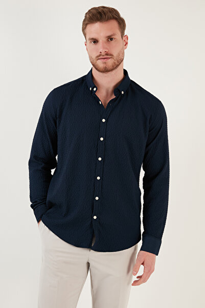Buratti Бавовняна сорочка з ґудзиками на комірі, довгими рукавами та прямим кроєм Чоловіча сорочка Cf23s112237