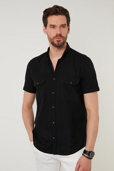 Buratti Cămașă pentru bărbați din bumbac slim fit cu guler cu nasturi (CF21s 111153 )