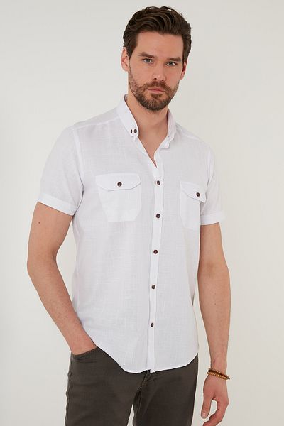 Buratti Πουκάμισο τσέπης με κουμπιά 100% βαμβακερό slim fit Ανδρικό πουκάμισο Cf21s111153