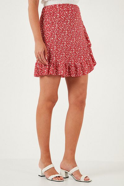 Lela Patterned Flounce High Waist Slim Cut Skirt Skirt 5864152