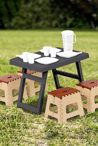 Turnberry Orta boy Siyah Katlanır Piknik Masası & Kamp Sehpası Antrasi