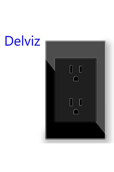 DELVIZ 110-250V Black Delviz US Standard Power Outlet, AC 110V~250V, 120mm*72mm Toughening Crystal Glass Pa
