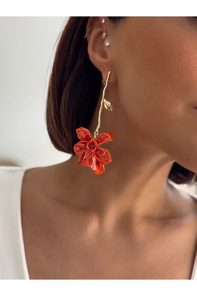 H&S AKSESUAR Design New Dangle Leaf Flower Earrings