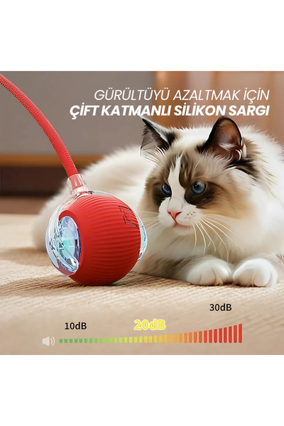 Yıldızhane Yeni Nesil Hareketli Şarjlı Işıklı 360 Derece Dönen Akıllı Oyun Topu Interaktif Kedi Köpek Oyuncağı