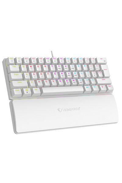 Rampage Tastatura Mecanica Gaming, Plower K60, Iluminare Rainbow, Switch Blue, Alb