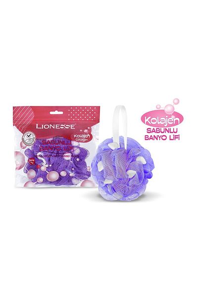 Lionesse Soap Bath Loofah 950 - Collagen Effect, Bpa Free, Soft Texture, Travel Size