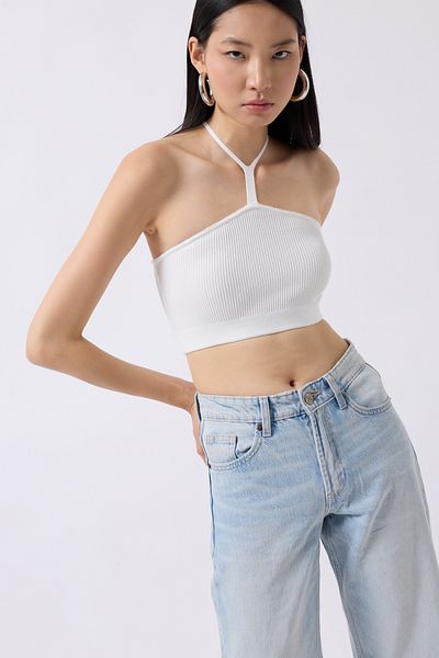 Black Fashion Crop Ecru - Snur Detaliat Fereastră