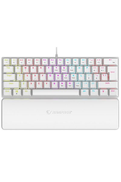Rampage Tastatura Mecanica Gaming, Plower K60, Iluminare Rainbow, Switch Blue, Alb