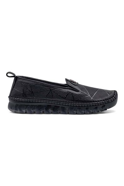 Shoes Mr White Buckle Detail Transparent Sole Genuine Leather Women's Daily Shoes Black