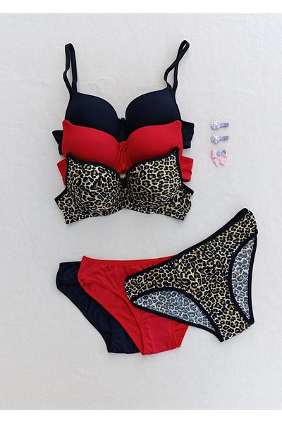 siyalife Push up Padded 3-Piece Bra and Panty Underwear Set