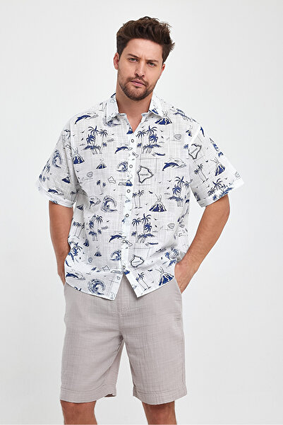 Heaven Ephesus Сорочка з чоловічим візерунком - Сорочка з коротким рукавом і візерунком Гаваї - 4663