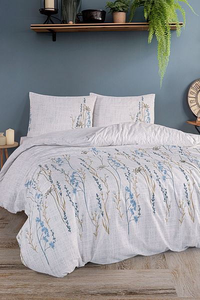 Karden Flower Jasmine Ranforce Cotton Double Duvet Cover Set